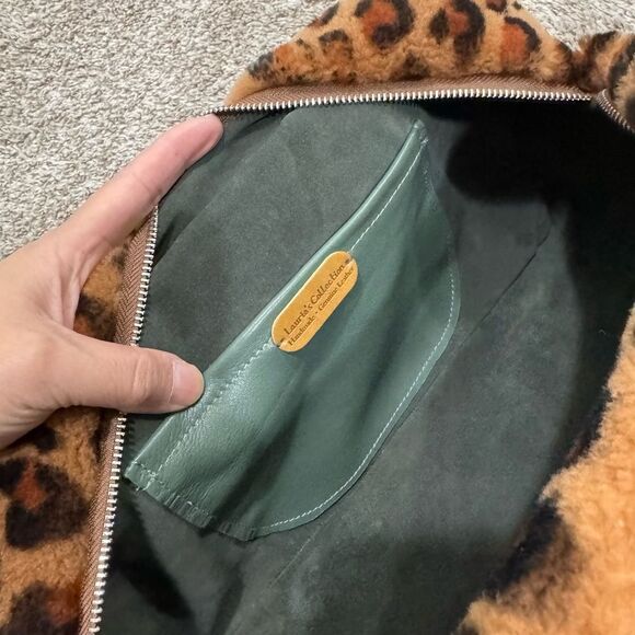 Leopard Real Shearling Lambskin Top Handles Bag/Large Baguette Bag/Crossbody - Picture 16 of 16